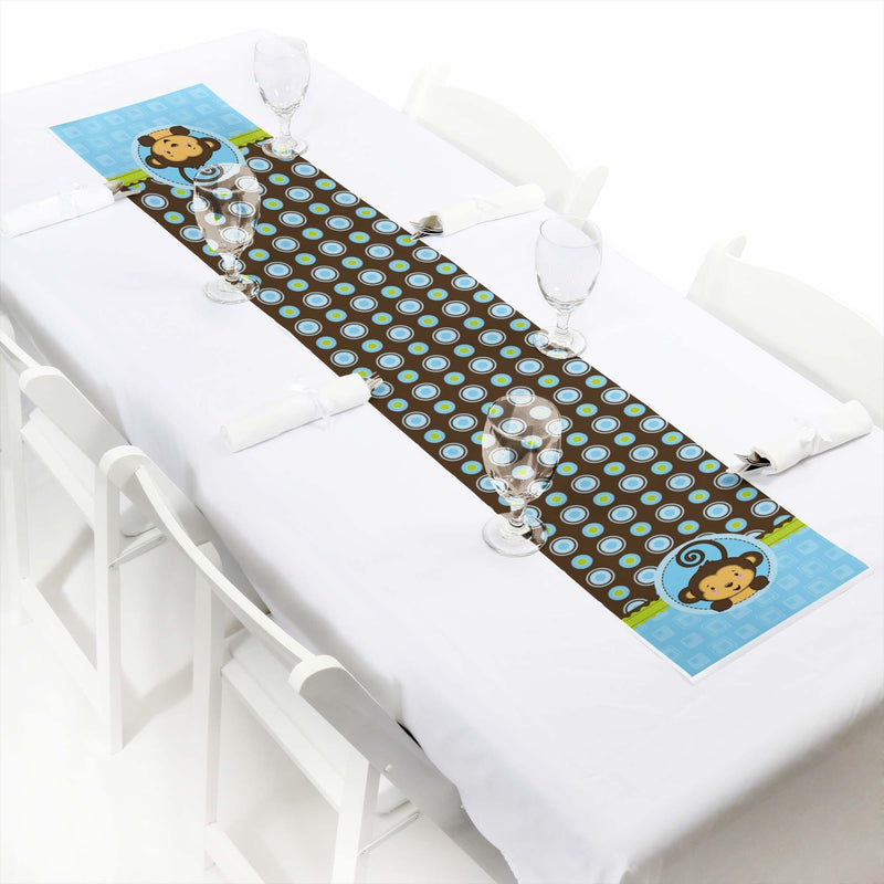 Blue Monkey Boy - Baby Shower or Birthday Party Petite Table Runner