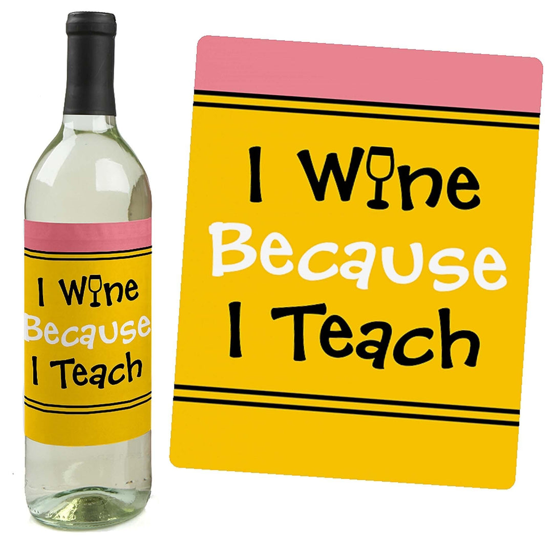 Best Teacher Gift - Teacher Appreciation Christmas Gift Decorations for Women and Men - Wine Bottle Label Stickers - First and Last Day of School Gifts for Teachers - Set of 4