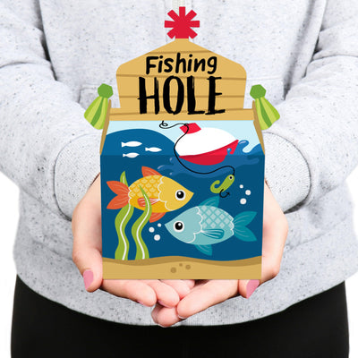 Let's Go Fishing - Treat Box Party Favors - Fish Themed Party or Birthday Party Goodie Gable Boxes - Set of 12