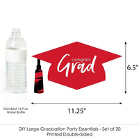 Red Grad - Best is Yet to Come - Graduation Hat Decorations DIY Large Red Graduation Party Essentials - 20 Count