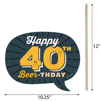 Funny Cheers and Beers to 40 Years - 40th Birthday Party Photo Booth Props Kit - 10 Piece