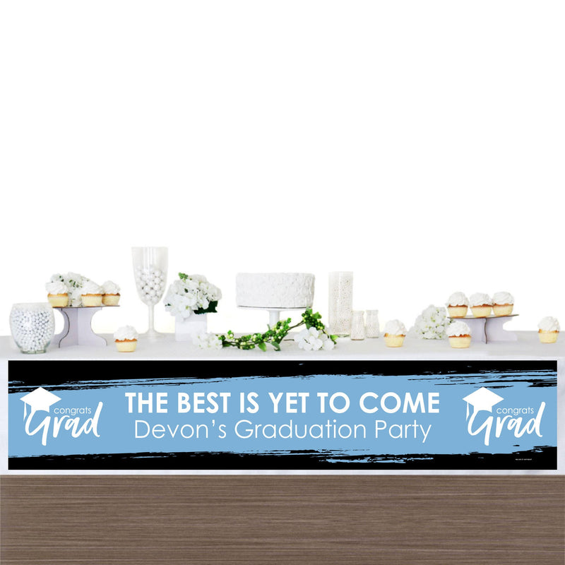 Light Blue Grad - Best is Yet to Come - Personalized Light Blue Graduation Party Banner