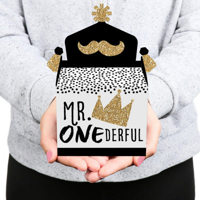 1st Birthday Little Mr. Onederful - Treat Box Party Favors - Boy First Birthday Party Goodie Gable Boxes - Set of 12
