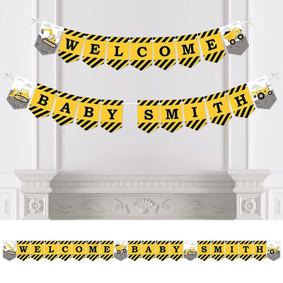 Personalized Dig It - Construction Party Zone - Custom Baby Shower Bunting Banner and Decorations - Welcome Baby Custom Name Banner
