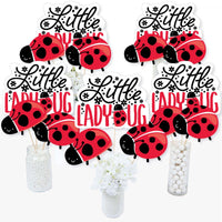 Happy Little Ladybug - Baby Shower or Birthday Party Centerpiece Sticks - Table Toppers - Set of 15