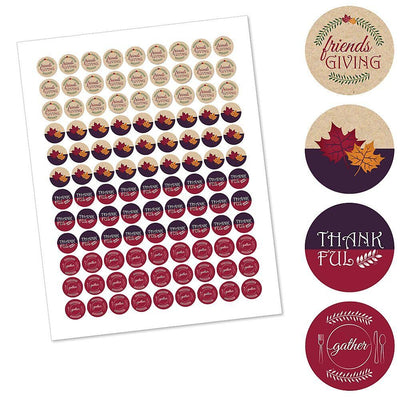Friends Thanksgiving Feast - Friendsgiving Party Round Candy Sticker Favors - Labels Fit Hershey's Kisses - 108 ct