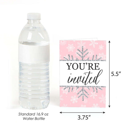 Pink Winter Wonderland - Fill In Holiday Snowflake Birthday Party and Baby Shower Invitations