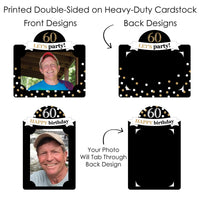 Adult 60th Birthday - Gold - Birthday Party Picture Centerpiece Sticks - Photo Table Toppers - 15 Pieces