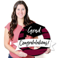 Maroon Grad - Best is Yet to Come - Outdoor Burgundy Graduation Party Decor - Front Door Wreath