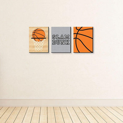 Nothin' But Net - Basketball - Sports Themed Nursery Wall Art, Kids Room Decor and Game Room Home Decorations - 7.5 x 10 inches - Set of 3 Prints