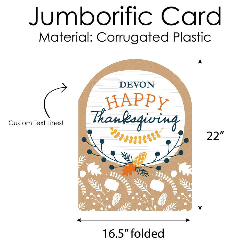 Happy Thanksgiving - Fall Giant Greeting Card - Personalized Big Shaped Jumborific Card - 16.5 x 22 inches
