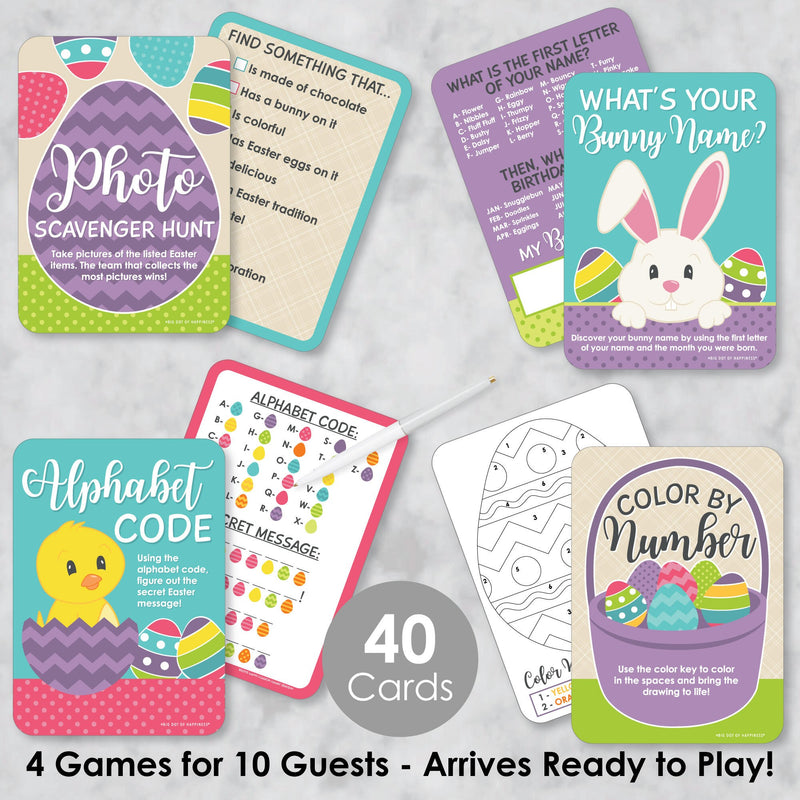 Hippity Hoppity - 4 Easter Bunny Party Games - 10 Cards Each - Photo Scavenger Hunt, What&