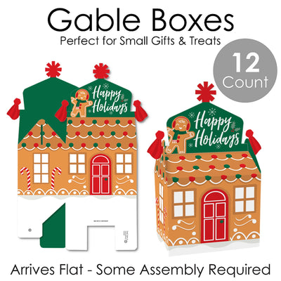 Gingerbread Christmas - Treat Box Party Favors - Gingerbread Man Holiday Party Goodie Gable Boxes - Set of 12