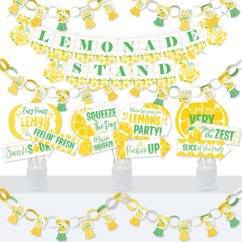 So Fresh - Lemon - Banner and Photo Booth Decorations - Citrus Lemonade Party Supplies Kit - Doterrific Bundle