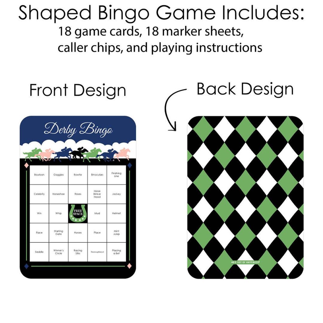 Kentucky Horse Derby - Bar Bingo Cards and Markers - Horse Race Party Bingo Game - Set of 18