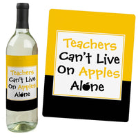 Best Teacher Gift - Teacher Appreciation Christmas Gift Decorations for Women and Men - Wine Bottle Label Stickers - First and Last Day of School Gifts for Teachers - Set of 4