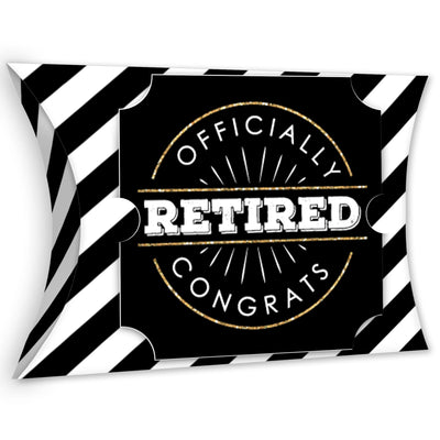 Happy Retirement - Favor Gift Boxes - Retirement Party Large Pillow Boxes - Set of 12