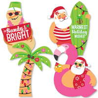 Tropical Christmas - Santa, Snowman, Palm Tree Decorations DIY Beach Santa Holiday Party Essentials - Set of 20