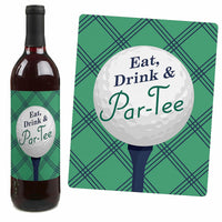 Par-Tee Time - Golf - Birthday or Retirement Party Decorations for Women and Men - Wine Bottle Label Stickers - Set of 4