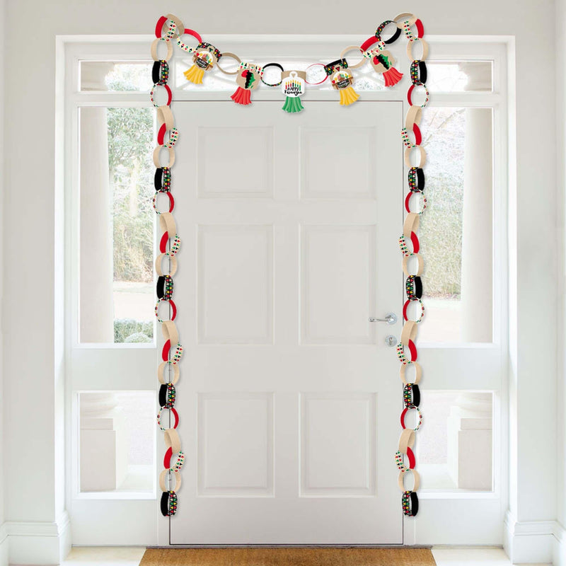 Happy Kwanzaa - 90 Chain Links and 30 Paper Tassels Decoration Kit - African Heritage Holiday Paper Chains Garland - 21 feet