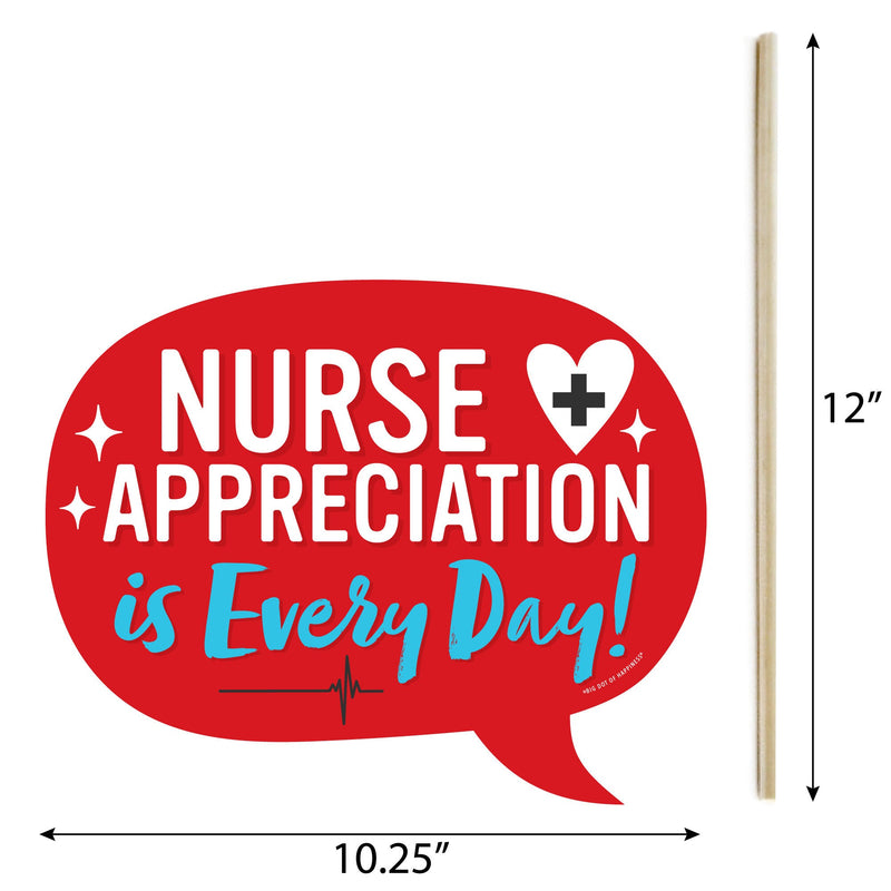 Funny Thank You Nurses - Nurse Appreciation Week Photo Booth Props Kit - 10 Piece