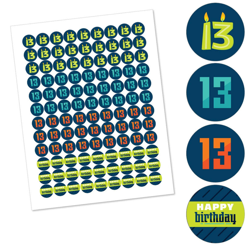 Boy 13th Birthday - Round Candy Labels Birthday Party Favors - Fits Hershey&