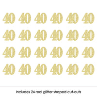 Gold Glitter 40 - No-Mess Real Gold Glitter Cut-Out Numbers - 40th Birthday Party Confetti - Set of 24