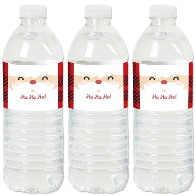 Jolly Santa Claus - Christmas Party Water Bottle Sticker Labels - Set of 20