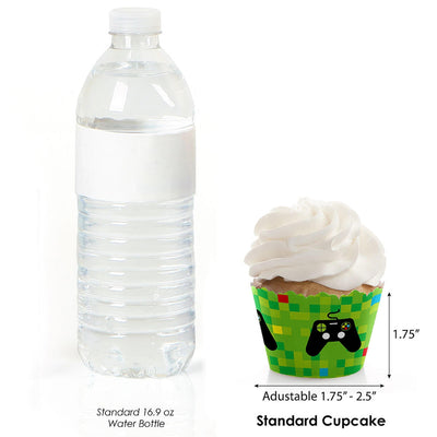Game Zone - Pixel Video Game Party or Birthday Party Decorations - Party Cupcake Wrappers - Set of 12