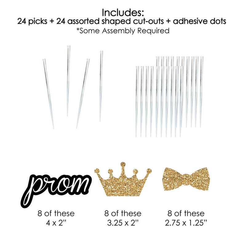 Prom - Dessert Cupcake Toppers - Prom Night Party Clear Treat Picks - Set of 24