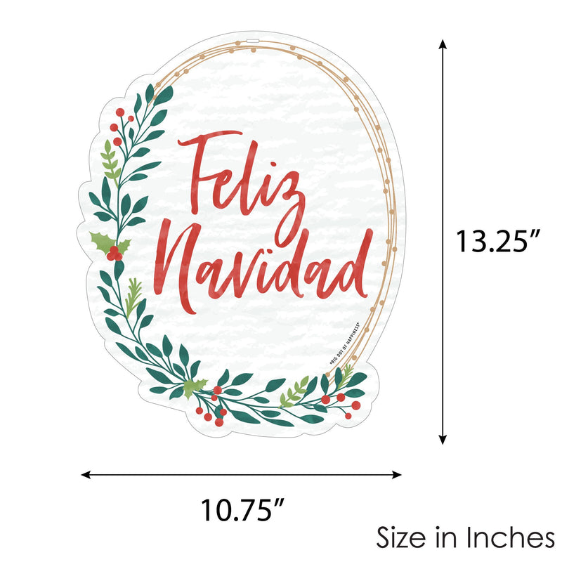 Feliz Navidad - Hanging Porch Holiday and Spanish Christmas Party Outdoor Decorations - Front Door Decor - 1 Piece Sign