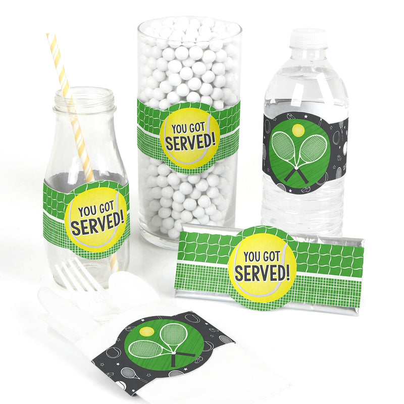 You Got Served - Tennis - DIY Party Supplies - Baby Shower or Birthday Party DIY Wrapper Favors & Decorations - Set of 15