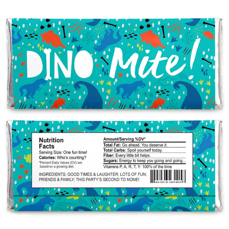 Roar Dinosaur - Candy Bar Wrapper Dino Mite T-Rex Baby Shower or Birthday Party Favors - Set of 24