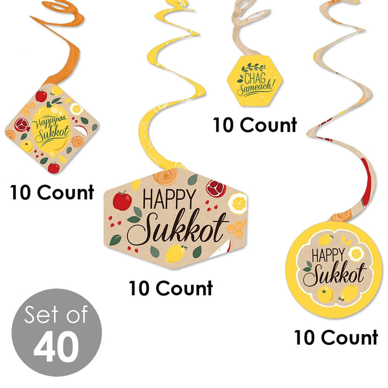 Sukkot - Sukkah Jewish Holiday Hanging Decor - Party Decoration Swirls - Set of 40