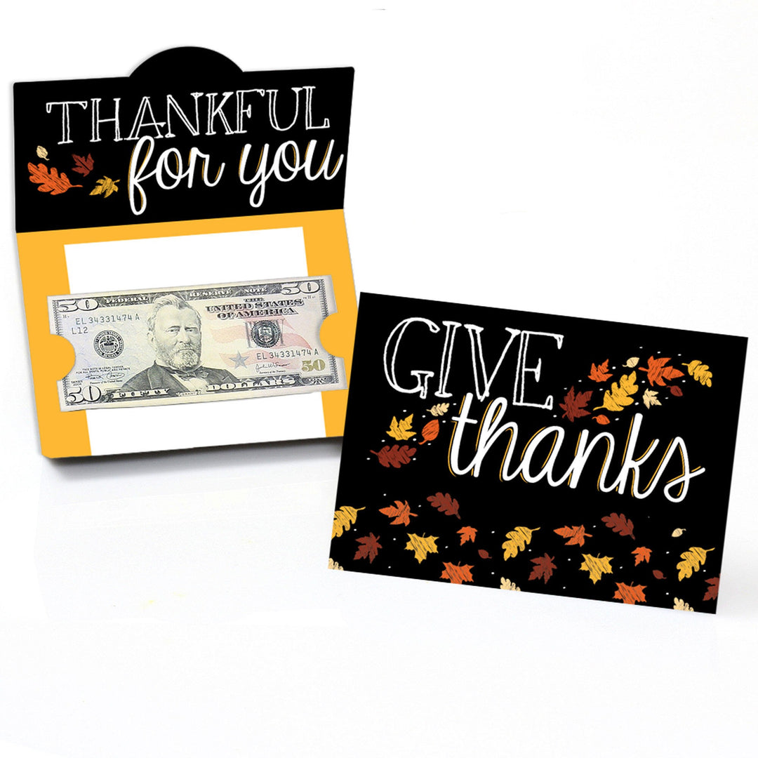 Give Thanks - Thanksgiving Party Money and Gift Card Holders - Set of 8