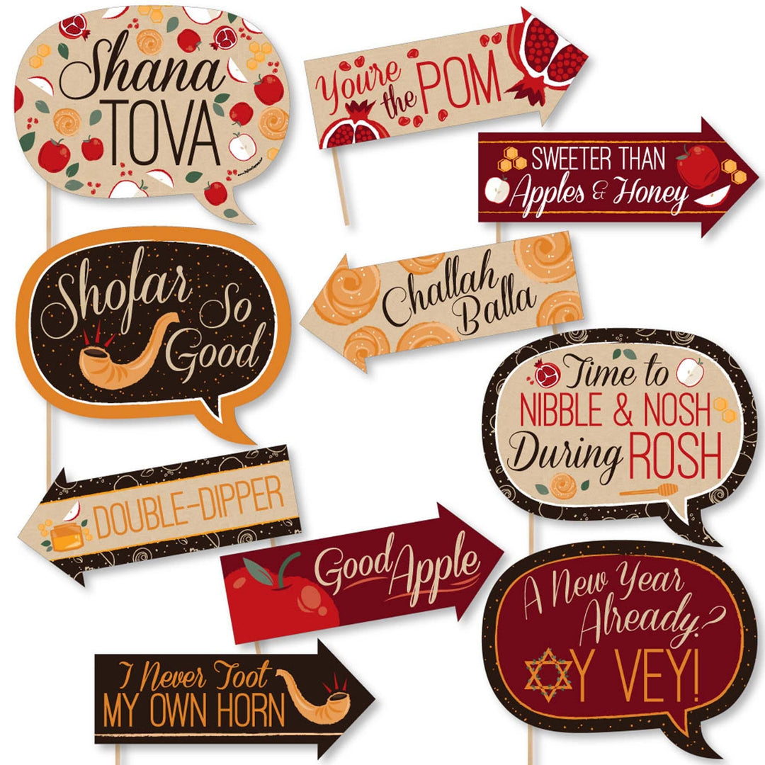 Funny Rosh Hashanah - Jewish New Year 10 Piece Photo Booth Props Kit