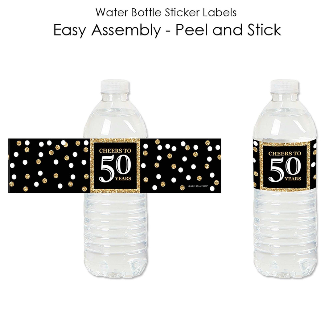 Adult 50th Birthday - Gold - Birthday Party Water Bottle Sticker Labels - Set of 20