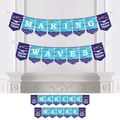 Making Waves - Swim Team - Baby Shower or Birthday Party Bunting Banner and Decorations