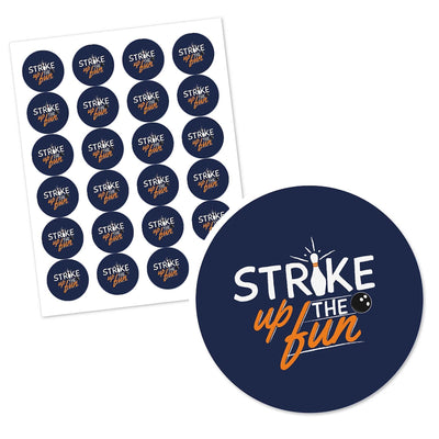 Strike Up the Fun - Bowling - Personalized Baby Shower or Birthday Party Circle Sticker Labels - 24 ct