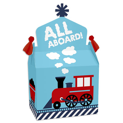 Railroad Party Crossing - Treat Box Party Favors - Steam Train Birthday Party or Baby Shower Goodie Gable Boxes - Set of 12