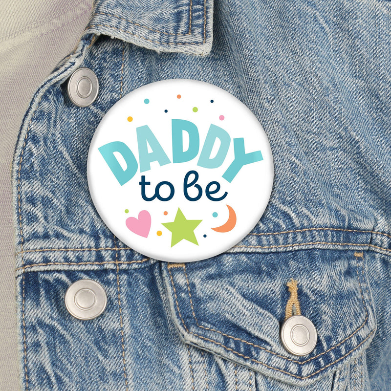 Colorful Baby Shower - 3 inch Gender Neutral Party Badge - Pinback Buttons - Set of 8