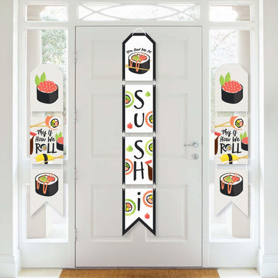 Let's Roll - Sushi - Hanging Vertical Paper Door Banners - Japanese Party Wall Decoration Kit - Indoor Door Decor