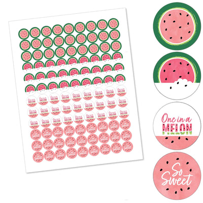 Sweet Watermelon - Fruit Party Round Candy Sticker Favors - Labels Fit Hershey's Kisses (1 sheet of 108)