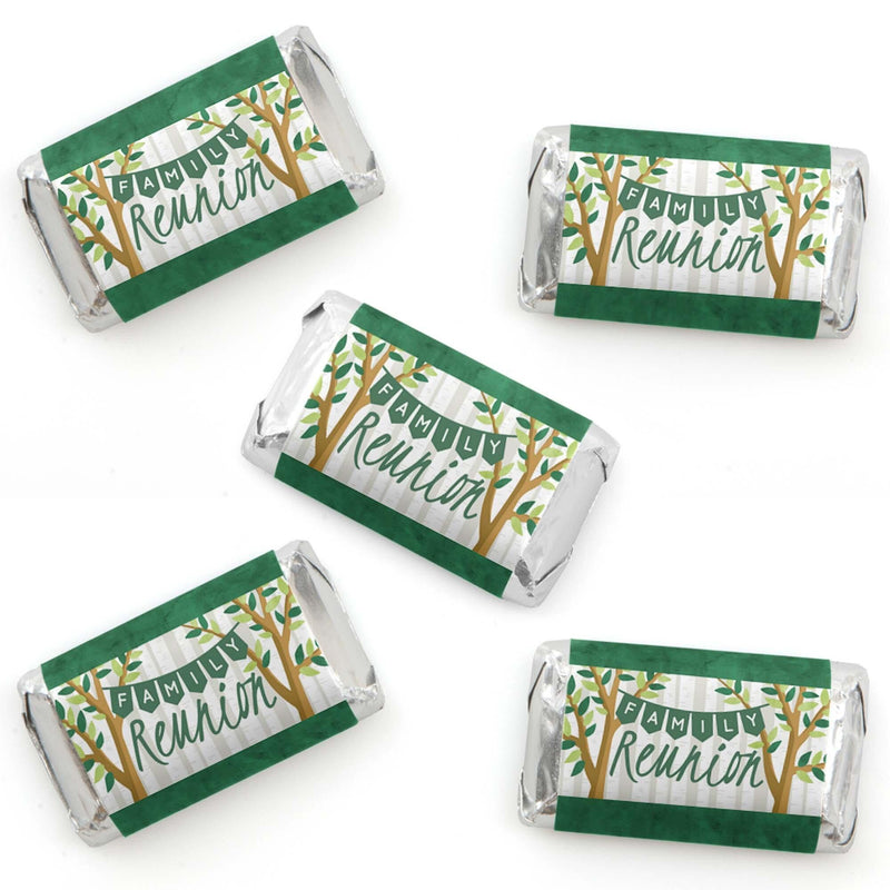 Family Tree Reunion - Mini Candy Bar Wrapper Stickers - Family Gathering Party Small Favors - 40 Count