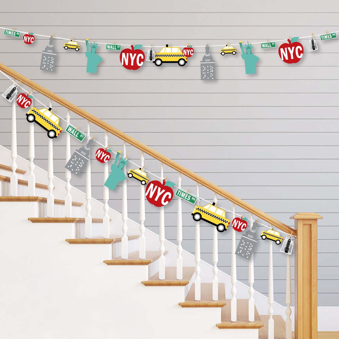 NYC Cityscape - New York City Party DIY Decorations - Clothespin Garland Banner - 44 Pieces