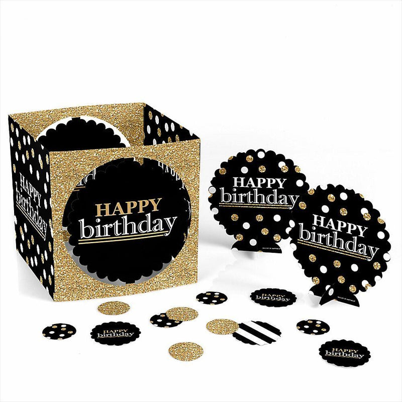 Adult Happy Birthday - Gold - Birthday Party Centerpiece and Table Decoration Kit