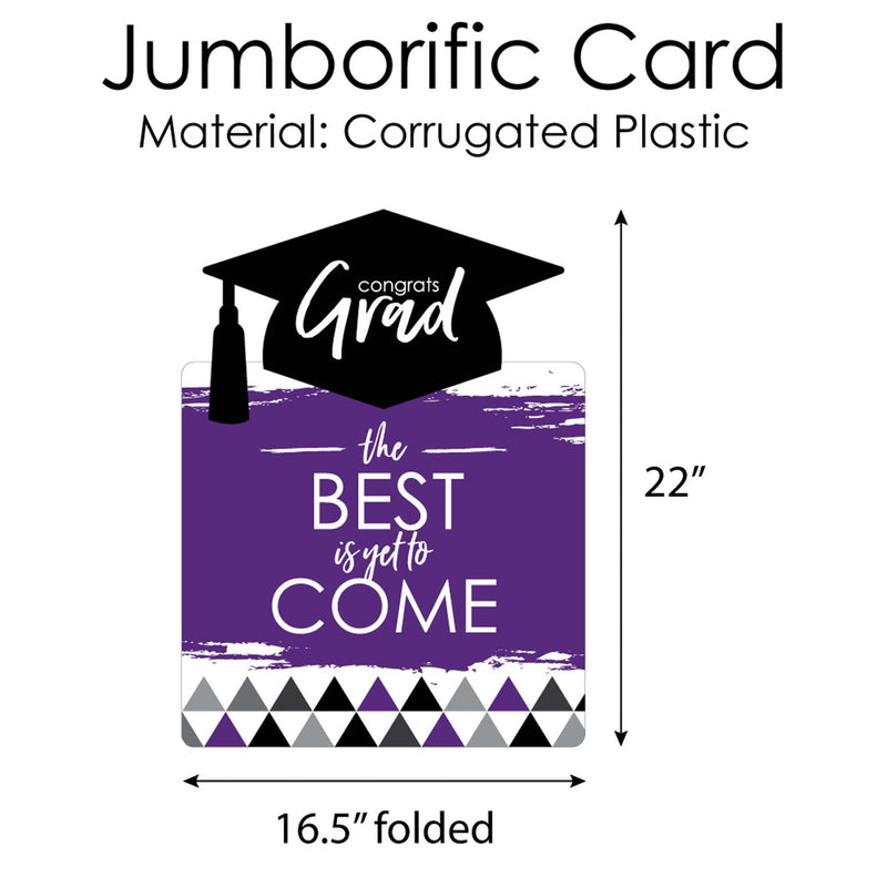 Purple Grad - Best is Yet to Come - Graduation Congratulations Giant Greeting Card - Big Shaped Jumborific Card - 16.5 x 22 inches