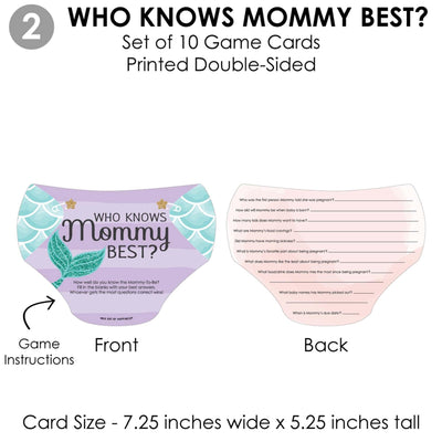 Let's Be Mermaids - 4 Baby Shower Games - 10 Cards Each - Who Knows Mommy Best, Mommy or Daddy Quiz, What's in Your Purse and Oh Baby - Gamerific Bundle