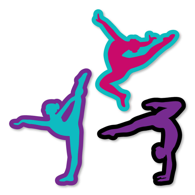 Tumble, Flip & Twirl - Gymnastics - DIY Shaped Birthday Party or Gymnast Party Cut-Outs - 24 ct