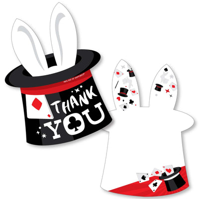 Ta-Da, Magic Show - Shaped Thank You Cards - Magical Birthday Party Thank You Note Cards with Envelopes - Set of 12